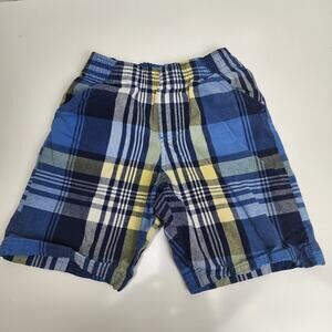 Faded Glory Blue Yellow White Plaid Shorts w/ Pockets Boys Toddler Size 4T